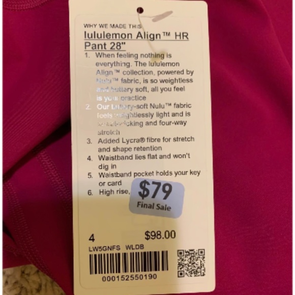 NWT Lululemon Align Leggings size 4 - Picture 9 of 9